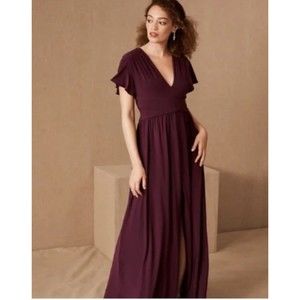 NWT BHDLN Women's Mendoza Jersey Maxi Dress in Plum Slit Hem Size 12